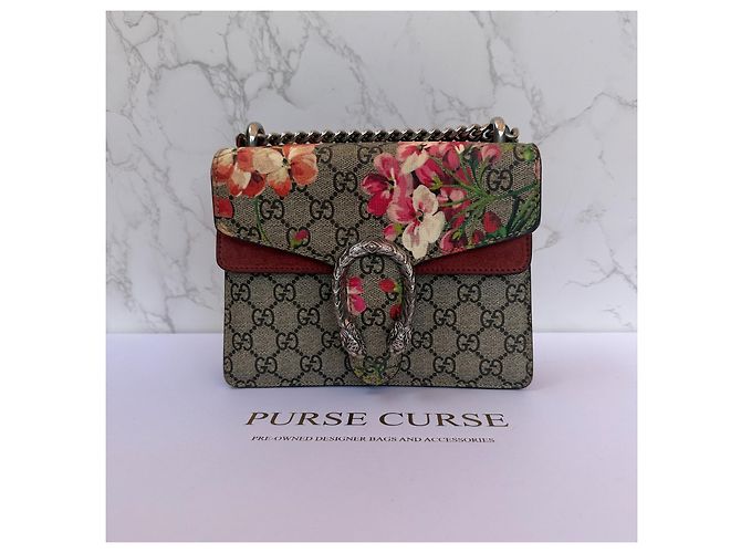 Borsa Mini Gucci Dionysus GG Supreme Bloom Rosa Bianco Rosso Verde Monogramma - vista 2