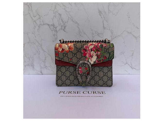 Borsa Mini Gucci Dionysus GG Supreme Bloom Rosa Bianco Rosso Verde Monogramma - vista 3