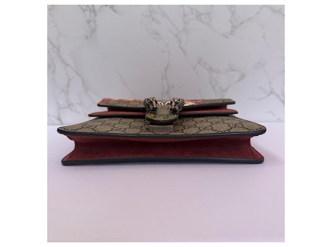 Borsa Mini Gucci Dionysus GG Supreme Bloom Rosa Bianco Rosso Verde Monogramma - vista 5
