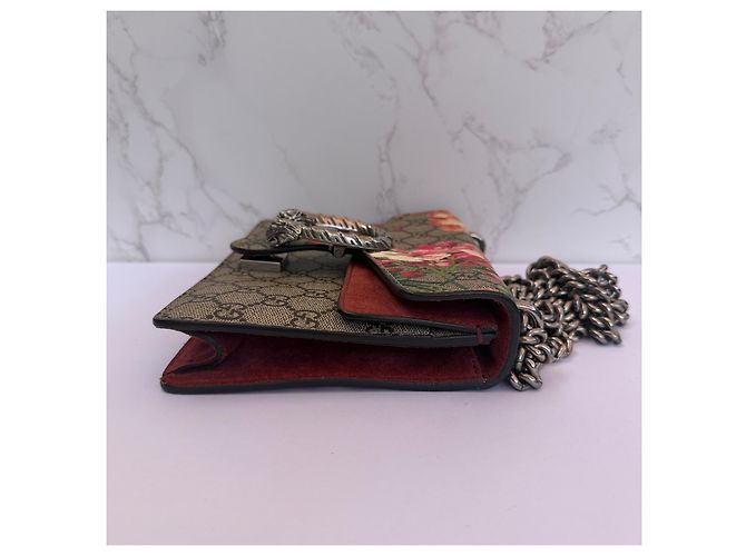 Borsa Mini Gucci Dionysus GG Supreme Bloom Rosa Bianco Rosso Verde Monogramma - vista 7