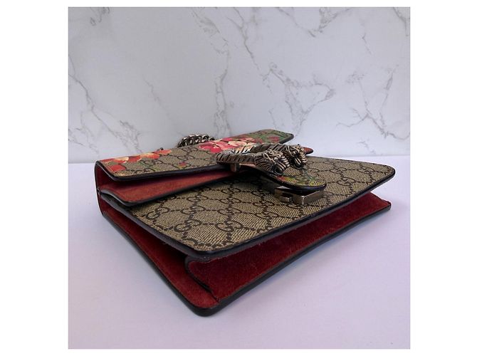 Borsa Mini Gucci Dionysus GG Supreme Bloom Rosa Bianco Rosso Verde Monogramma - vista 8