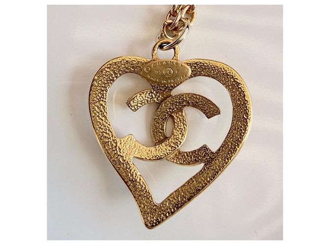 Collana Chanel Vintage Heart CC D'oro - vista 2