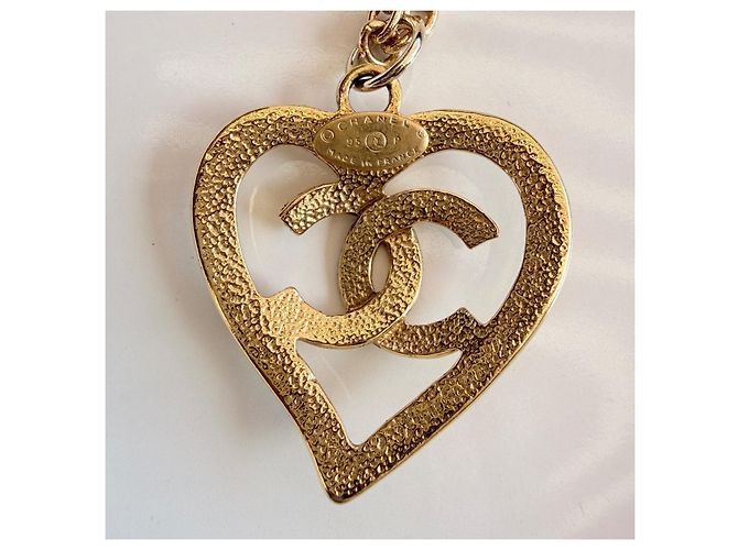 Collana Chanel Vintage Heart CC D'oro - vista 3