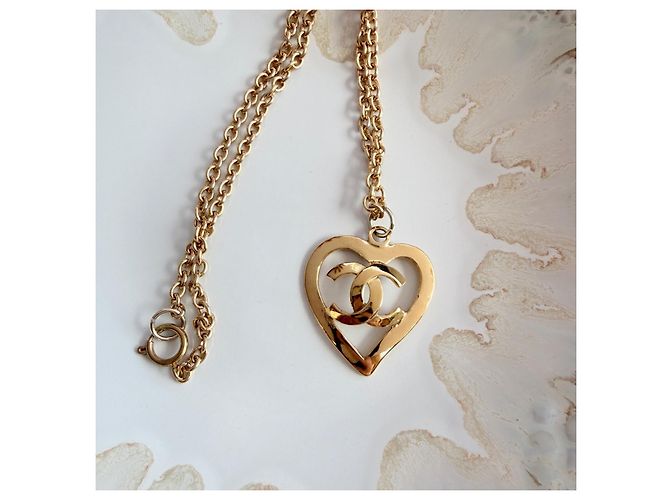 Collana Chanel Vintage Heart CC D'oro - vista 8