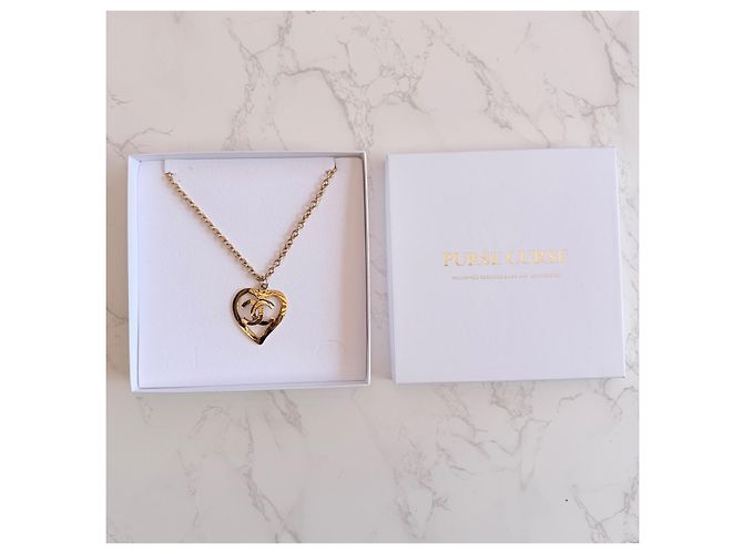 Collana Chanel Vintage Heart CC D'oro - vista 9
