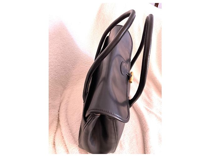 Borsa Longchamp Le Roseau Pelle Nera Nero - vista 10