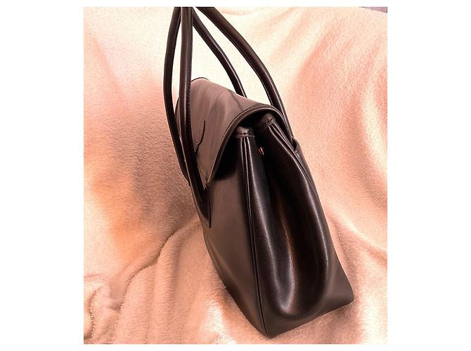 Borsa Longchamp Le Roseau Pelle Nera Nero - vista 4