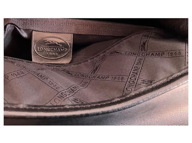 Borsa Longchamp Le Roseau Pelle Nera Nero - vista 9