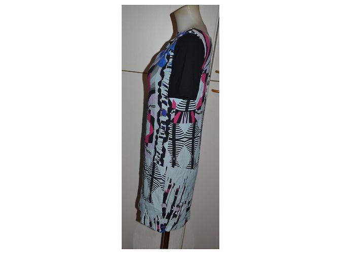 Pinko kurzes Kleid mit abstraktem Print Schwarz Blau Mehrfarben - Ansicht 4