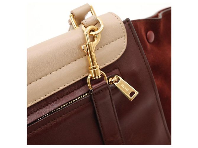 Céline Bolsa Celine Trio Bege Bordeaux - vista 8