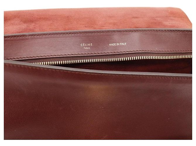 Céline Bolsa Celine Trio Bege Bordeaux - vista 9