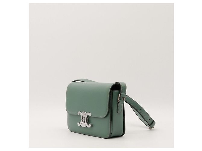 Céline Celine Triomphe Schultertasche aus grünem Leder - Ansicht 2