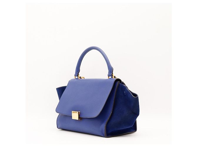 Céline Borsa Celine "Big Bag" con manico in pelle blu e camoscio - vista 2