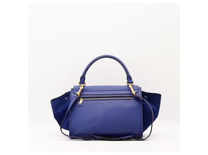 Céline Borsa Celine "Big Bag" con manico in pelle blu e camoscio - vista 3