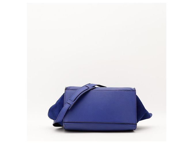 Céline Borsa Celine "Big Bag" con manico in pelle blu e camoscio - vista 5
