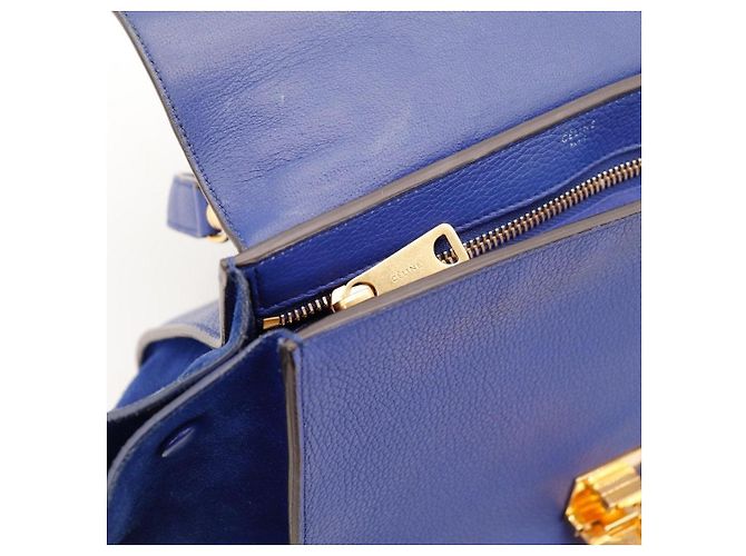 Céline Borsa Celine "Big Bag" con manico in pelle blu e camoscio - vista 9