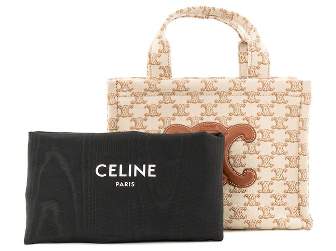 Cabas Céline CELINE - Thais Celine Shopper aus beigem Canvas und braunem Leder - Ansicht 8