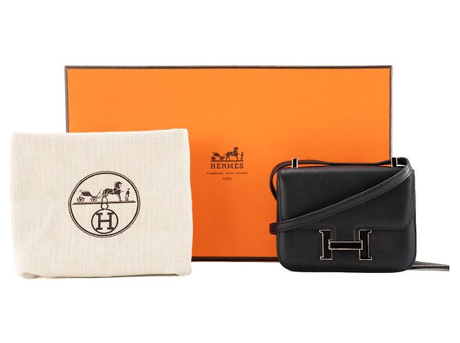 HERMÈS - Bolso de bandolera Constance 14 micro Hermès en piel swift negra Negro - vista 8