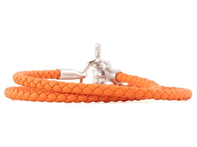 HERMÈS - Bracciale Glénan double tour Hermès in pelle arancione (T3) - vista 2
