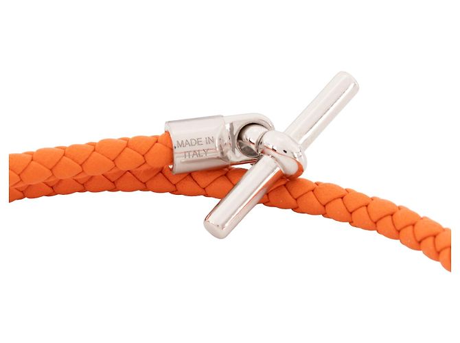 HERMÈS - Bracciale Glénan double tour Hermès in pelle arancione (T3) - vista 3