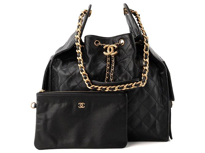CHANEL - Borsa a tracolla Chanel 25 medium in pelle caviar nera Nero - vista 5