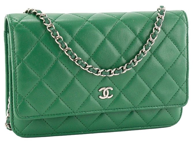 CHANEL - Borsa a tracolla Wallet On Chain Classique/Timeless in pelle liscia verde - vista 2