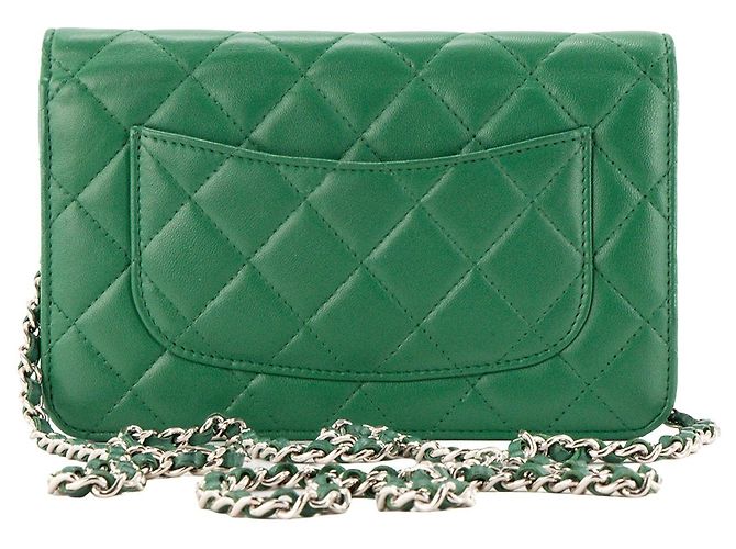 CHANEL - Borsa a tracolla Wallet On Chain Classique/Timeless in pelle liscia verde - vista 3