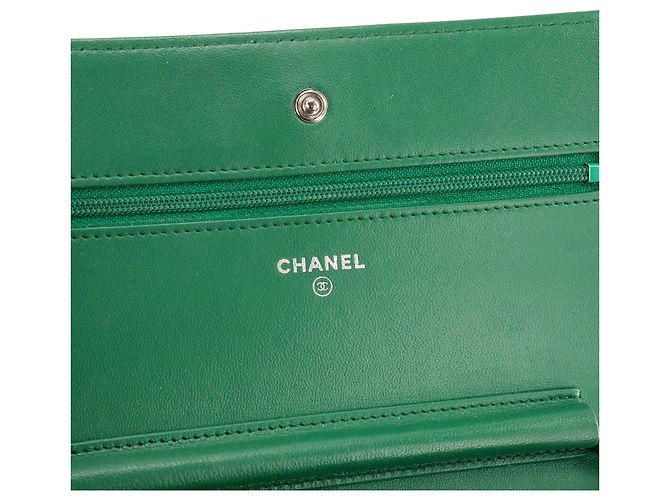 CHANEL - Borsa a tracolla Wallet On Chain Classique/Timeless in pelle liscia verde - vista 5