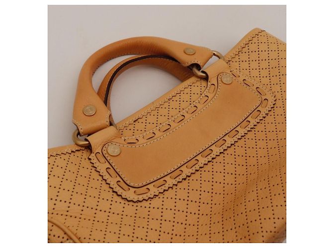 Céline Celine Beige Leather Perforated Handbag - view 6