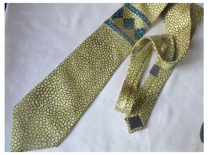 Gravata de seda Gianni Versace Amarelo Turquesa Azul escuro - vista 2