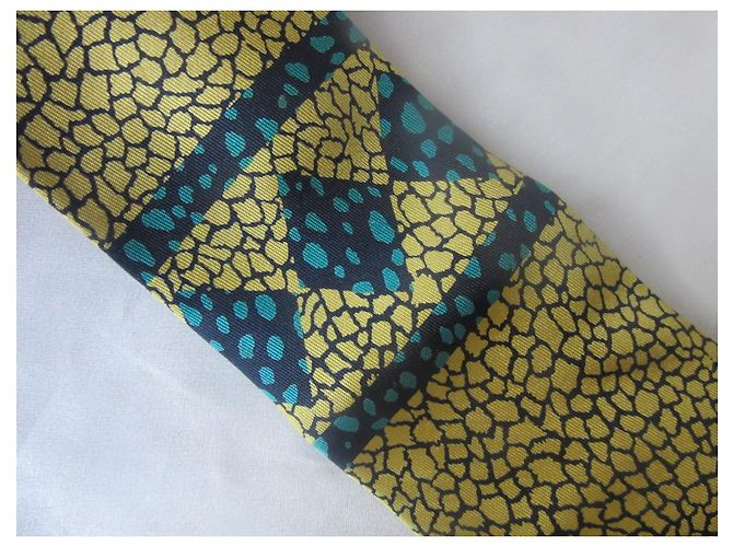 Gravata de seda Gianni Versace Amarelo Turquesa Azul escuro - vista 3