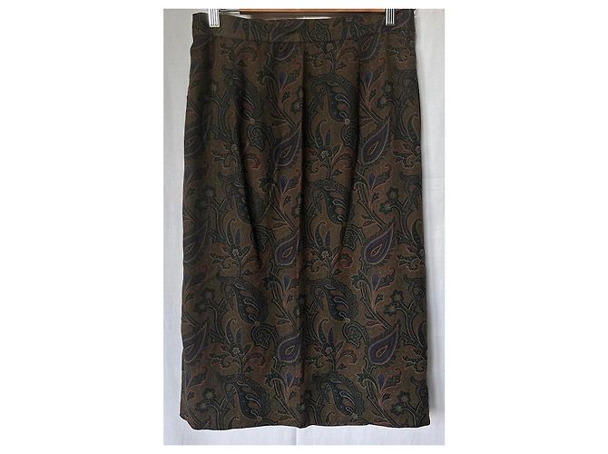 Falda Etro de lana marrón con estampado paisley Castaño Burdeos Verde oscuro Azul oscuro - vista 3