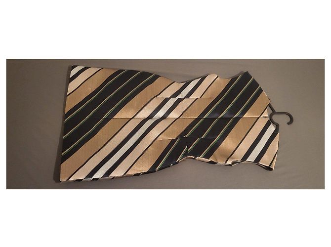 Carven Mehrfarbig gestreiftes Kleid Schwarz Mehrfarben Beige Grün - Ansicht 4