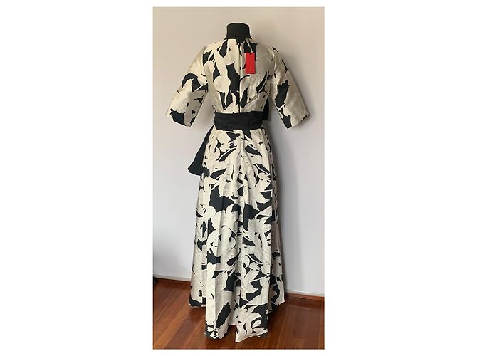 Vestido largo estampado floral Carolina Herrera Negro Blanco - vista 2