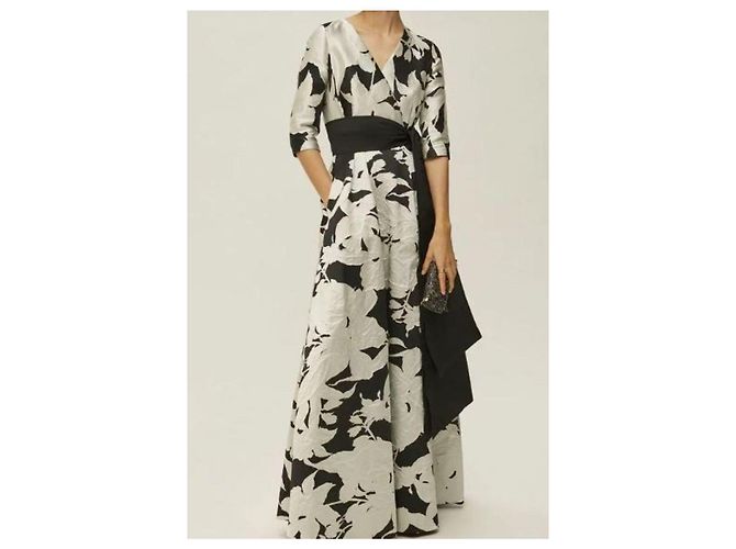 Vestido largo estampado floral Carolina Herrera Negro Blanco - vista 3