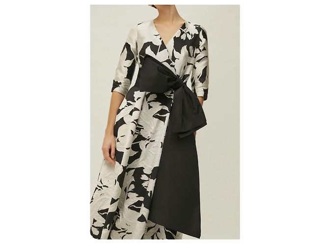 Vestido largo estampado floral Carolina Herrera Negro Blanco - vista 4