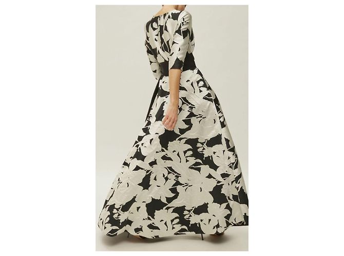 Vestido largo estampado floral Carolina Herrera Negro Blanco - vista 5
