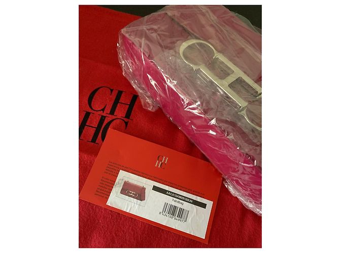 Sac à main Carolina Herrera CH Pink Leather Rose - vue 10