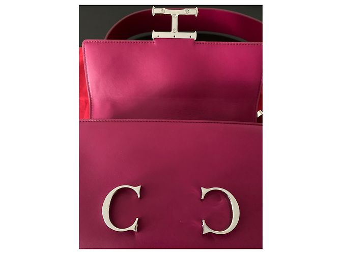 Sac à main Carolina Herrera CH Pink Leather Rose - vue 4