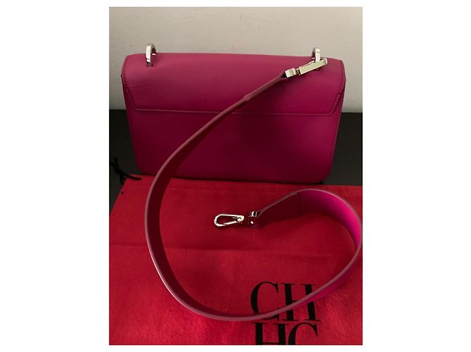 Sac à main Carolina Herrera CH Pink Leather Rose - vue 7