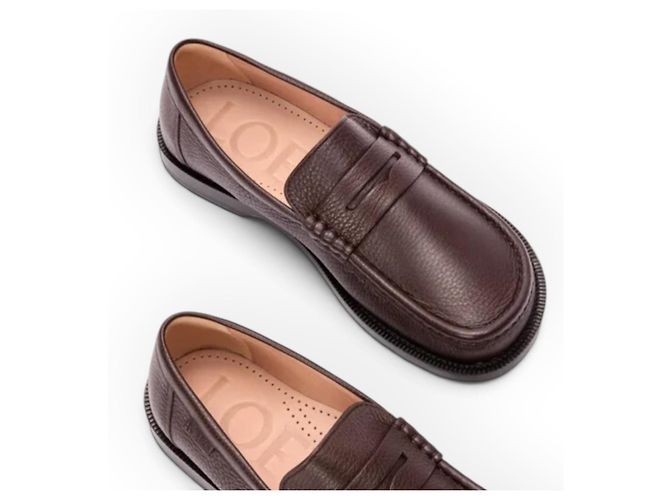Mocassini Loewe in pelle di vitello marrone - vista 10