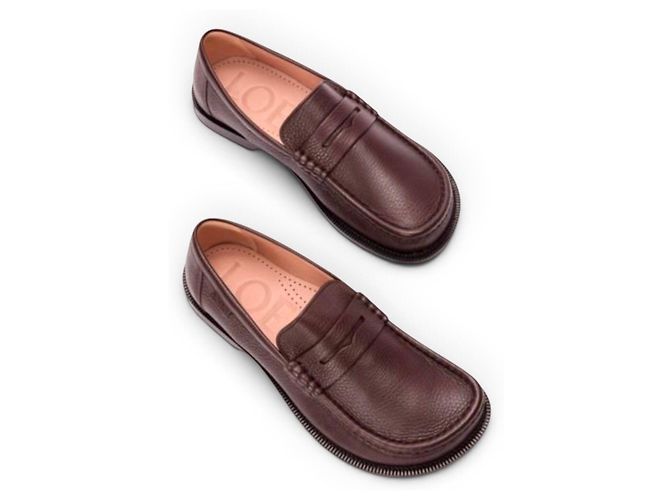 Mocassini Loewe in pelle di vitello marrone - vista 3