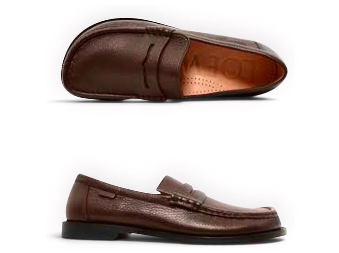 Mocassini Loewe in pelle di vitello marrone - vista 4