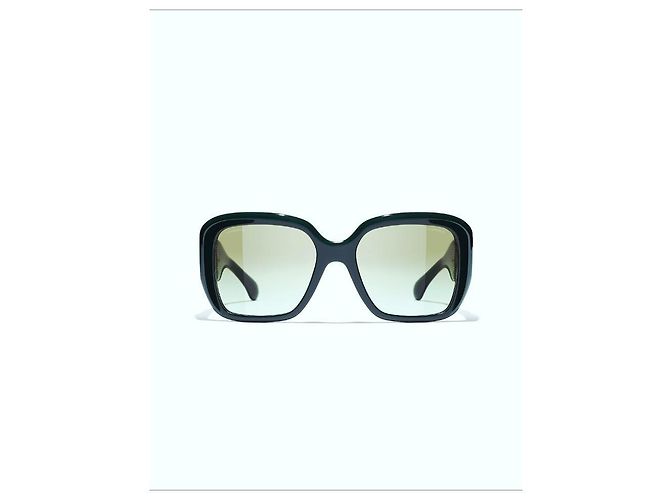 Occhiali da sole Chanel CC Tweed Oversized D'oro Verde scuro - vista 2