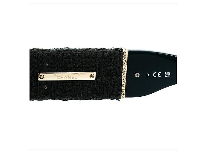 Occhiali da sole Chanel CC Tweed Oversized D'oro Verde scuro - vista 5