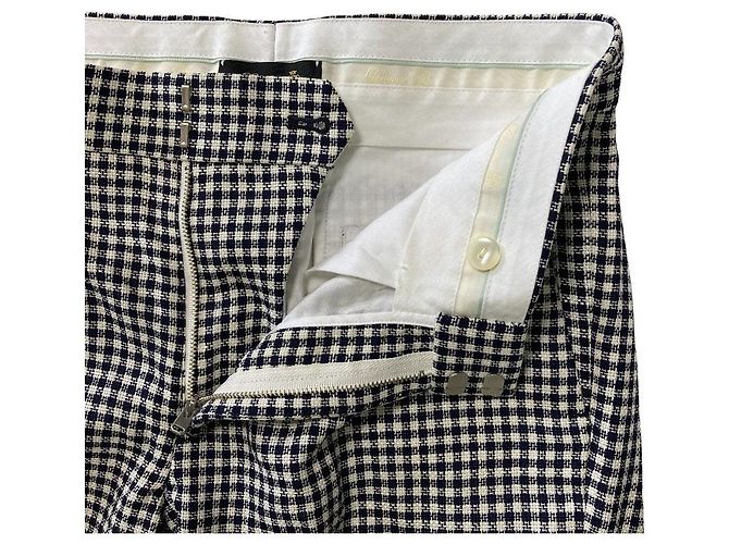 Autre Marque Calças Drawer em lã e seda com padrão gingham Azul - vista 3