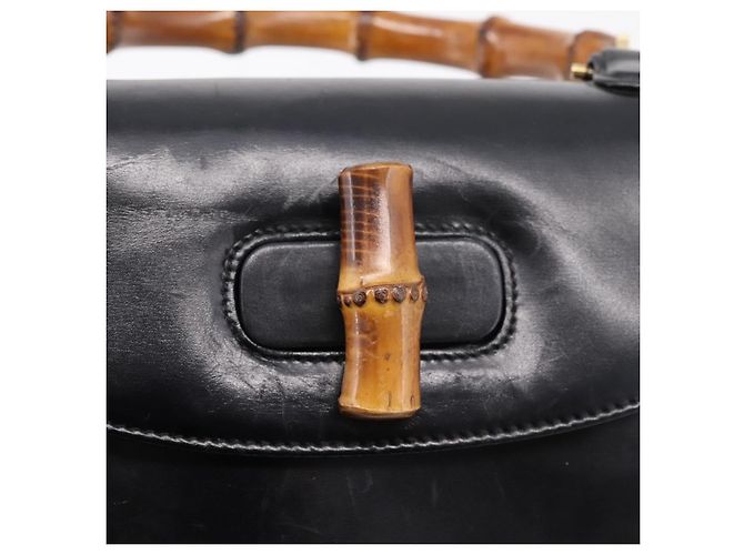 GUCCI Bamboo Hand Bag Leather Black Gold 000 1364 0633 - vista 14