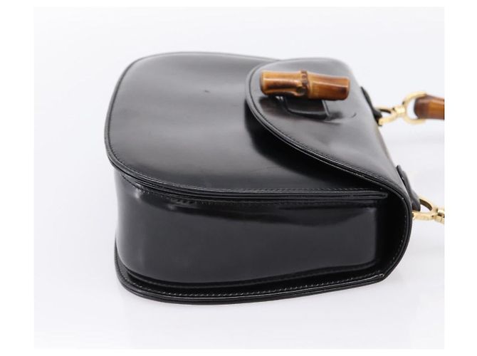 GUCCI Bamboo Hand Bag Leather Black Gold 000 1364 0633 - vista 5