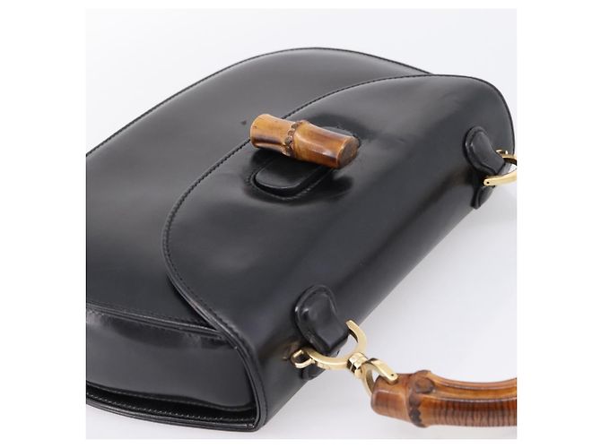 GUCCI Bamboo Hand Bag Leather Black Gold 000 1364 0633 - vista 6