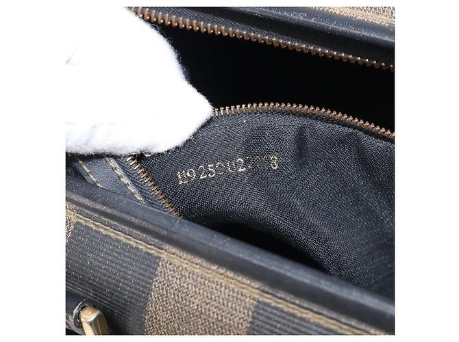 FENDI Pecan Canvas Hand Bag PVC Black Brown - vista 11
